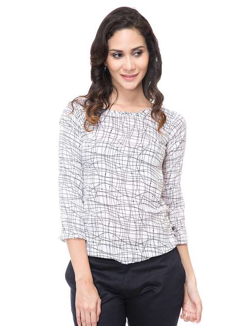 women's straight round neck top - 15213403 - Standard Image - 0