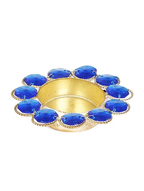 blue & gold tea light candle holder - 15214175 - Standard Image - 0