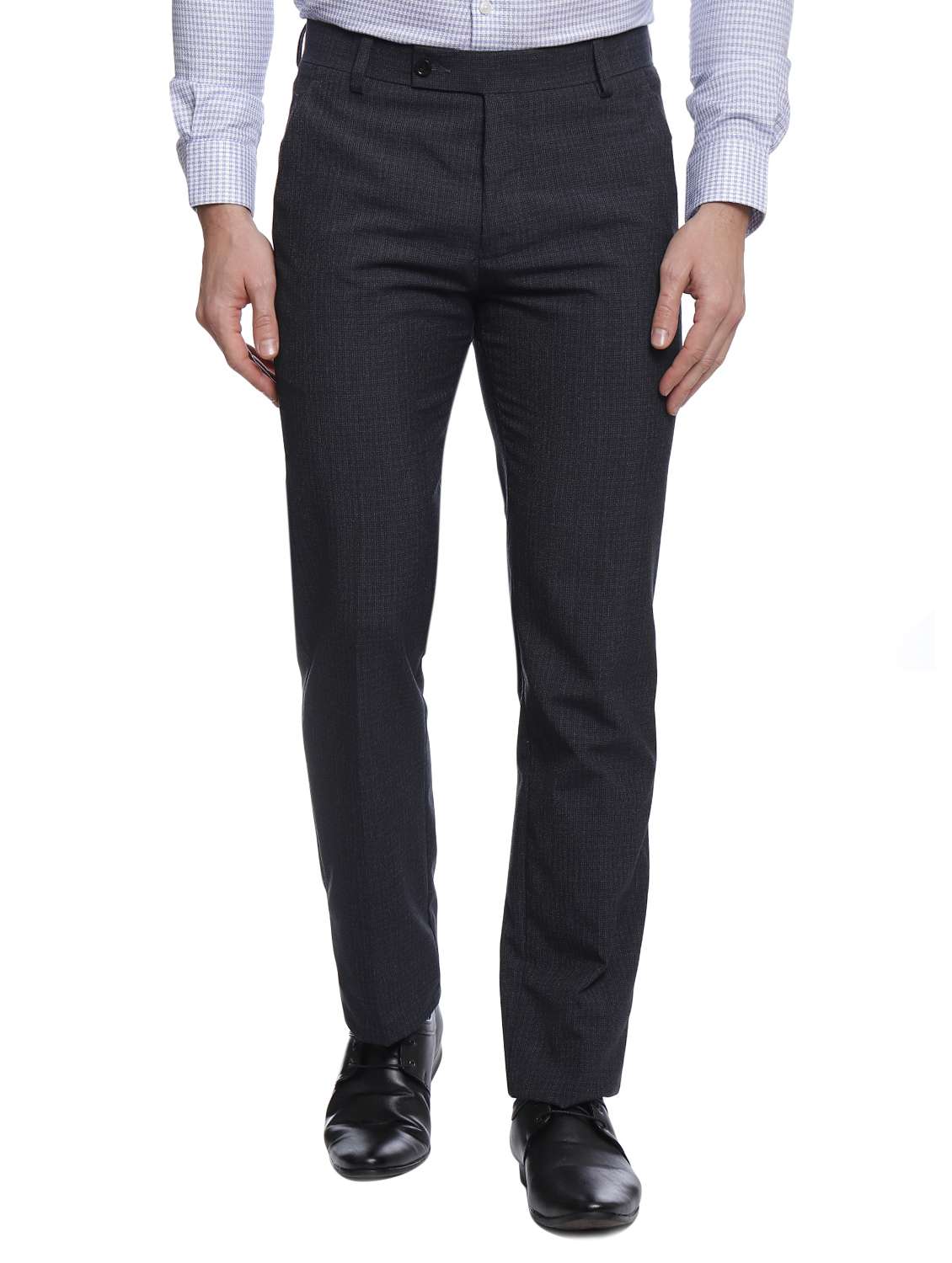 grey cotton flat front formal trouser - 15216198 - Zoom Image - 0