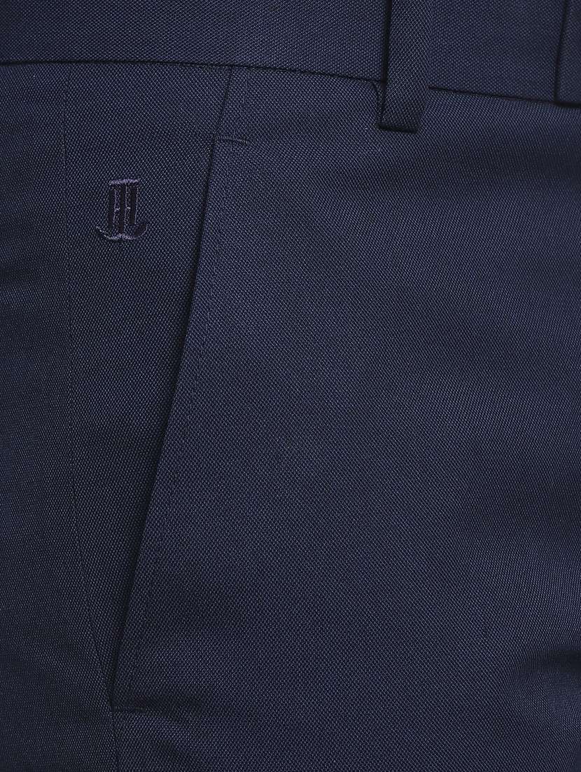blue cotton flat front formal trouser - 15216200 - Standard Image - 3