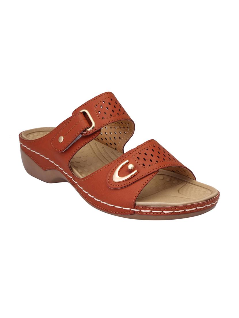 brown leatherette slippers - 15216285 - Zoom Image - 0