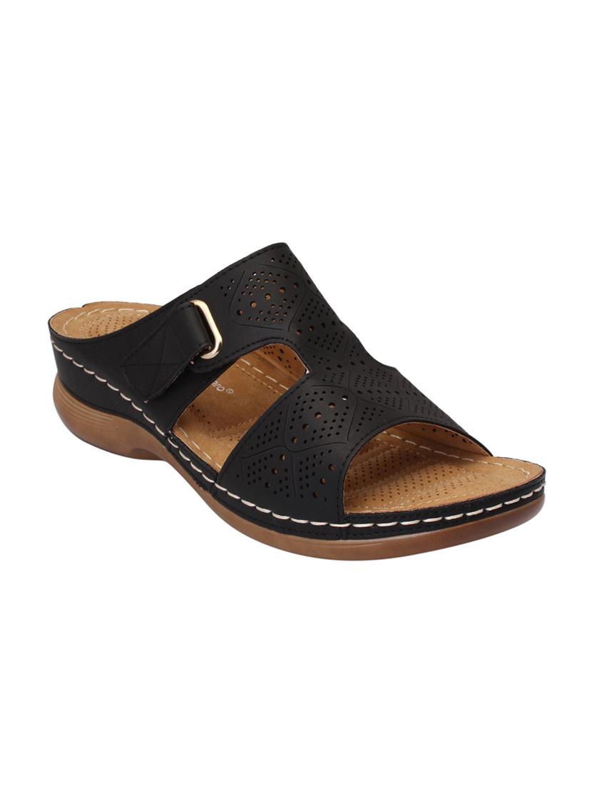 black  leatherette slippers - 15216300 -  Zoom Image - 0