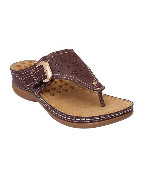 maroon  leatherette slippers - 15216303 -  Standard Image - 0