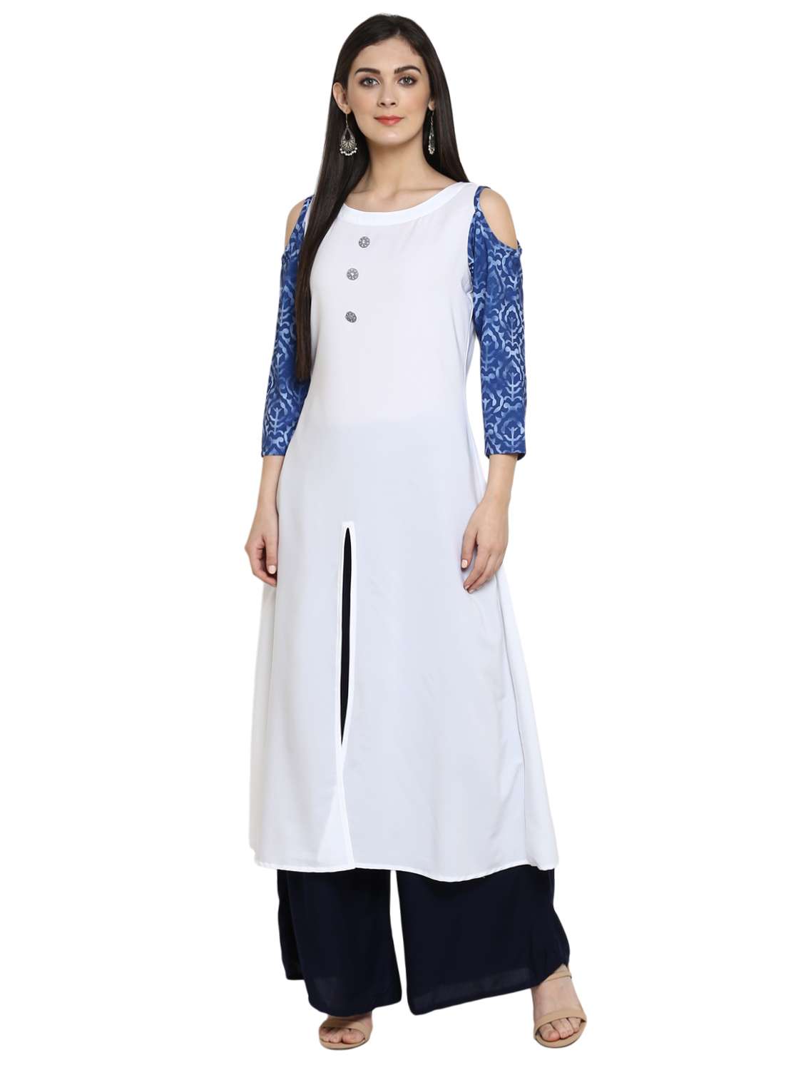 white crepe a-line kurta