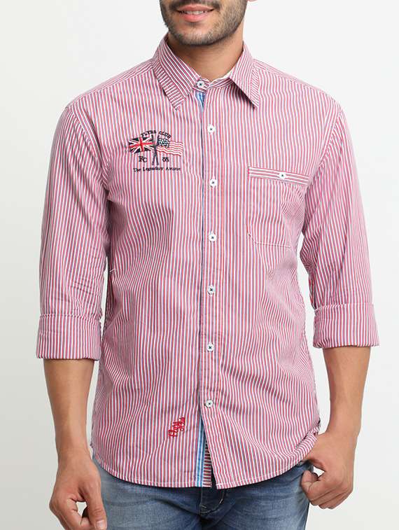 red cotton casual shirt