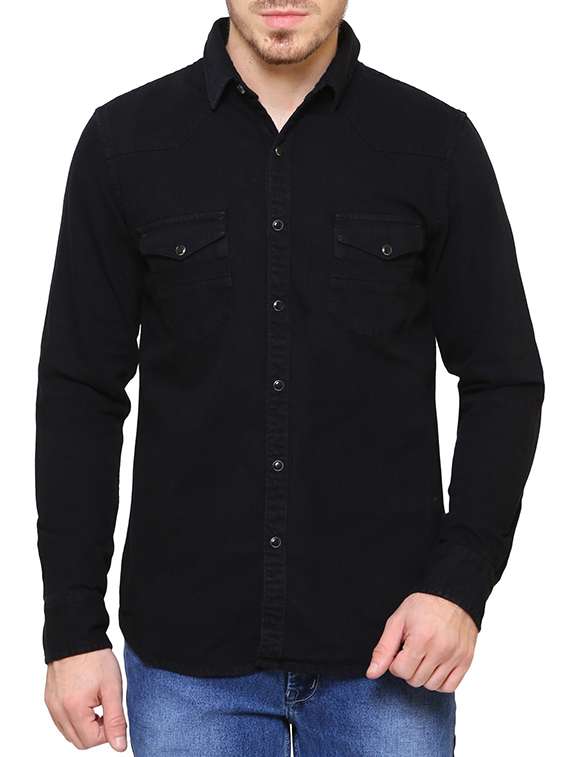 black denim casual shirt