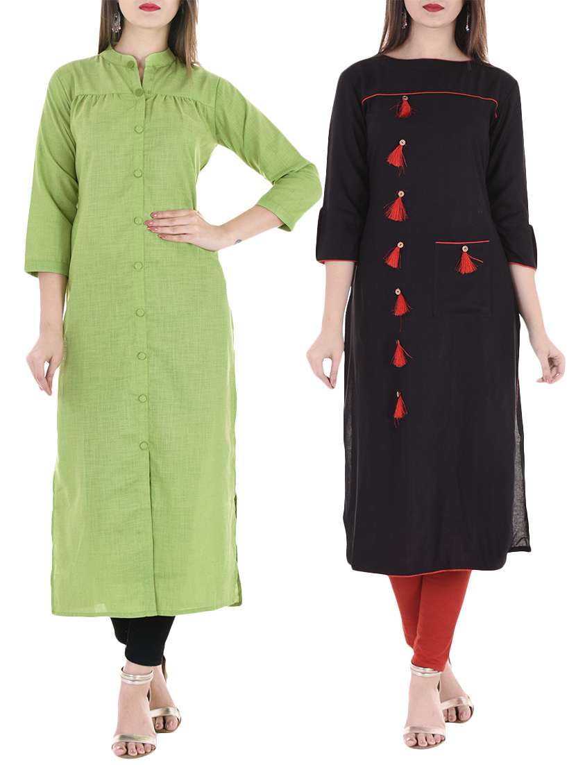 multi colored cotton combos kurta