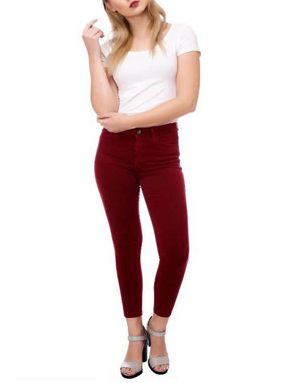 maroon denim jeans - 15219560 -  Standard Image - 3