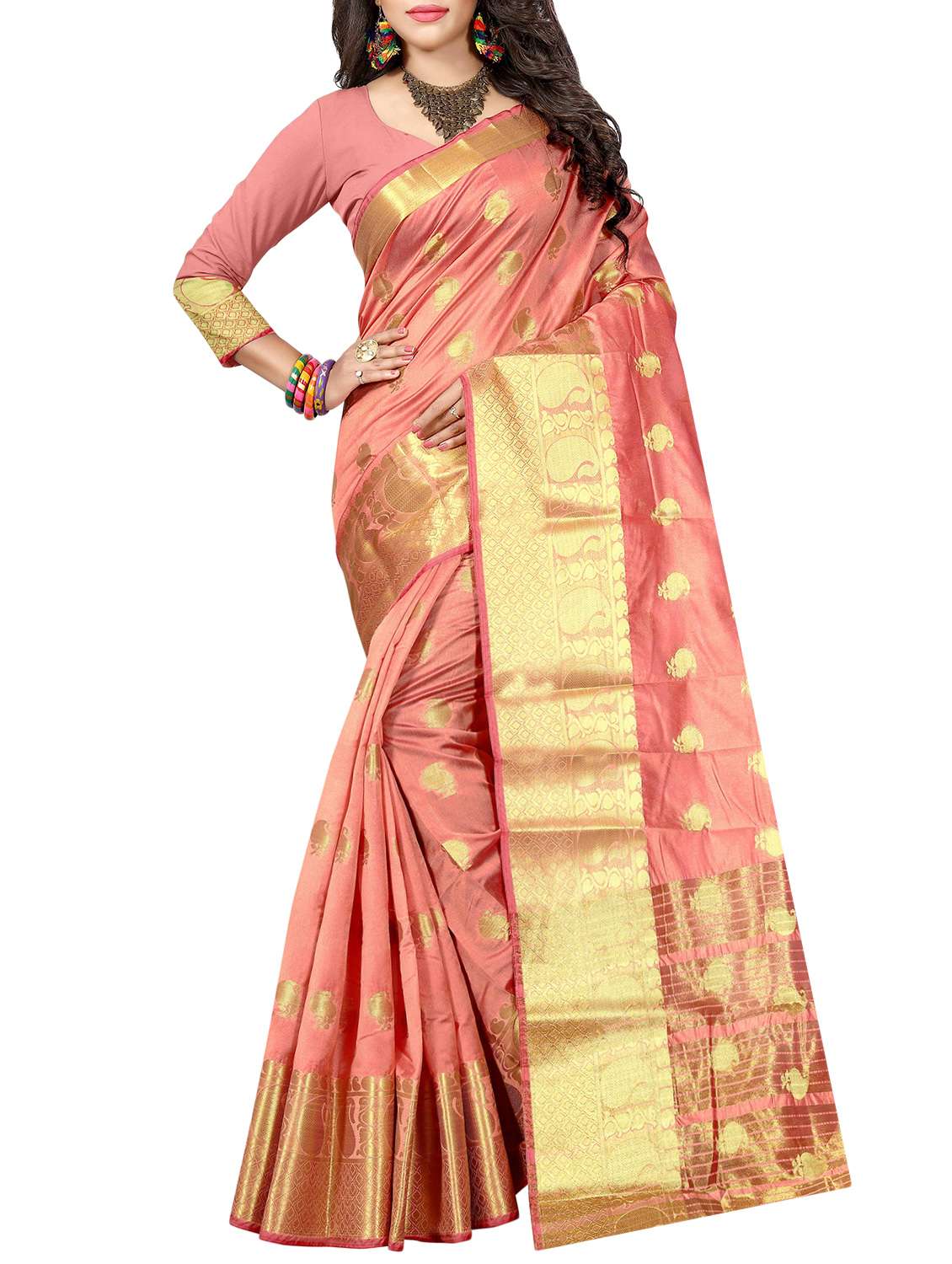 paisley zari motif banarasi saree with blouse