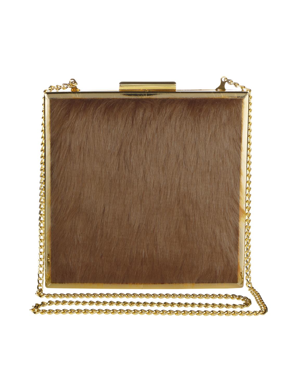 brown fur box clutch - 15220507 - Zoom Image - 0