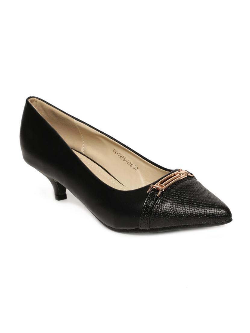 black pu slip on pumps - 15224606 -  Zoom Image - 0
