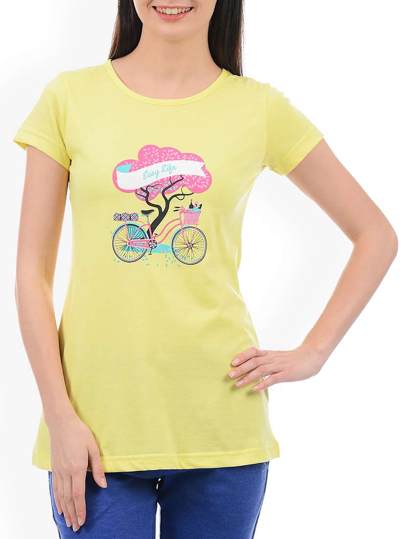 yellow graphic printed tee