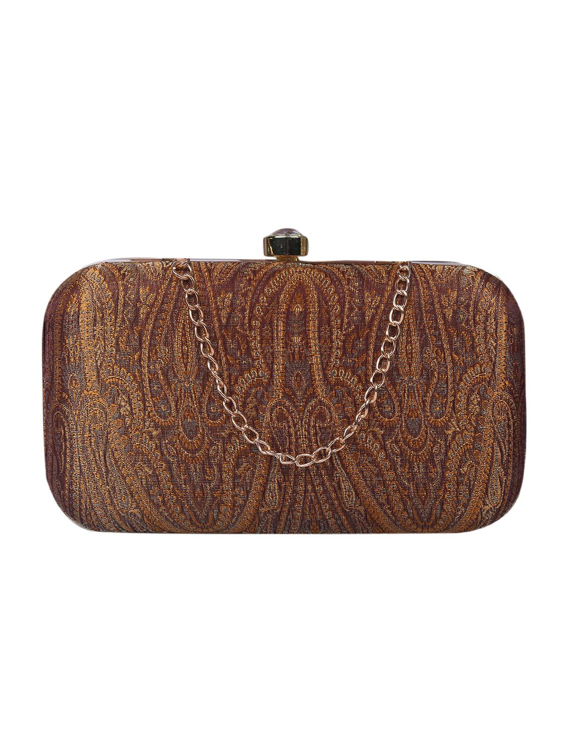 brown metal box clutch - 15226847 -  Zoom Image - 0
