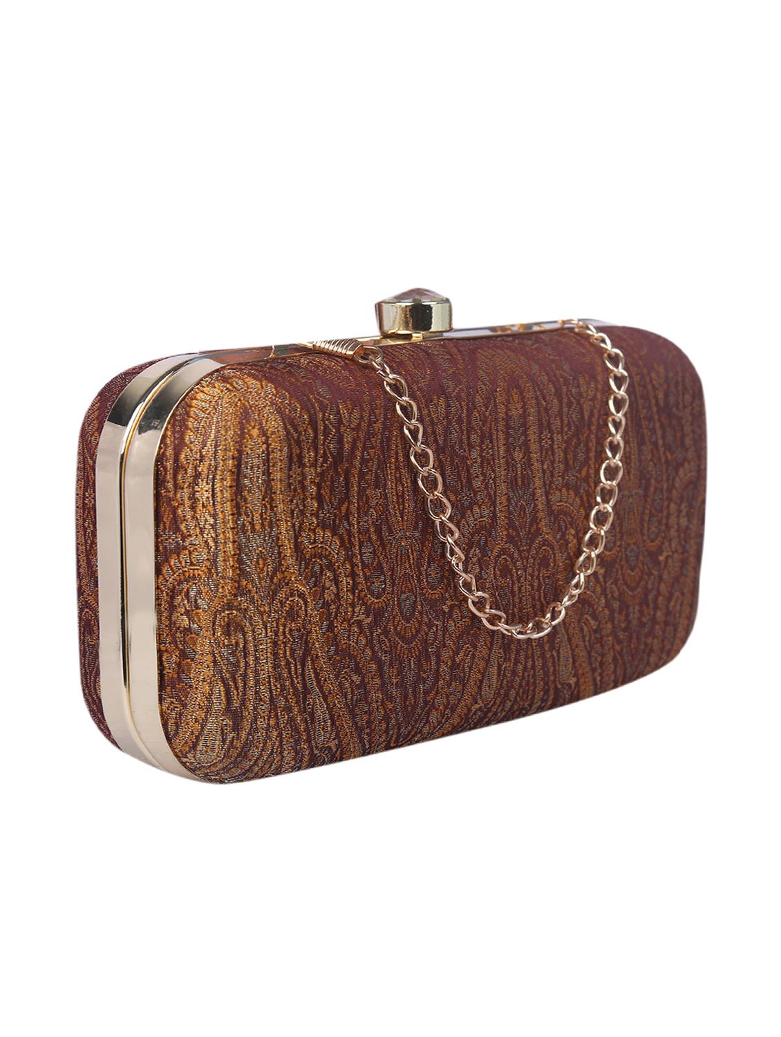 brown metal box clutch - 15226847 - Standard Image - 3
