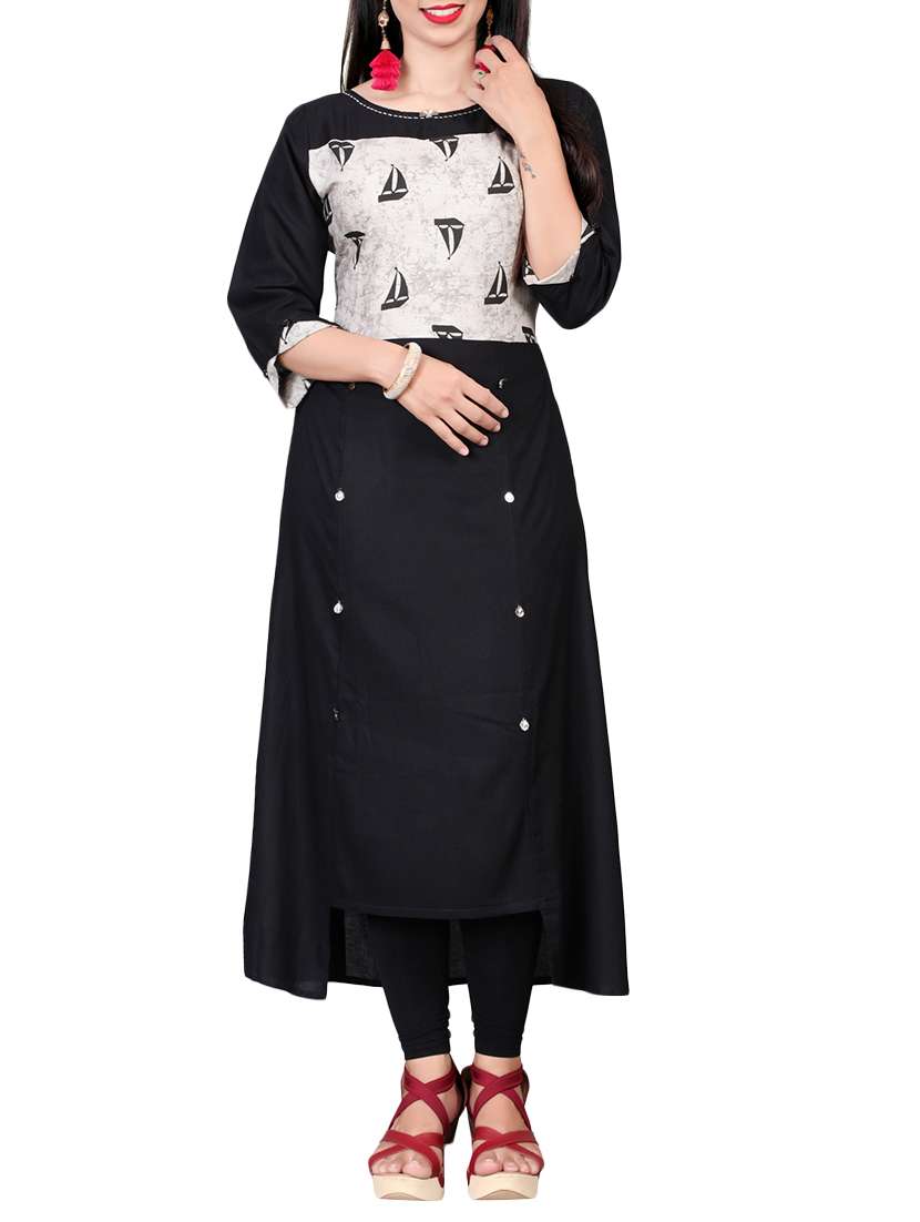 black rayon a-line kurta