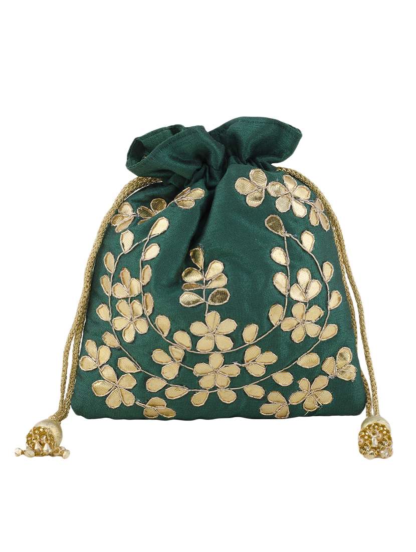 green suede regular potli