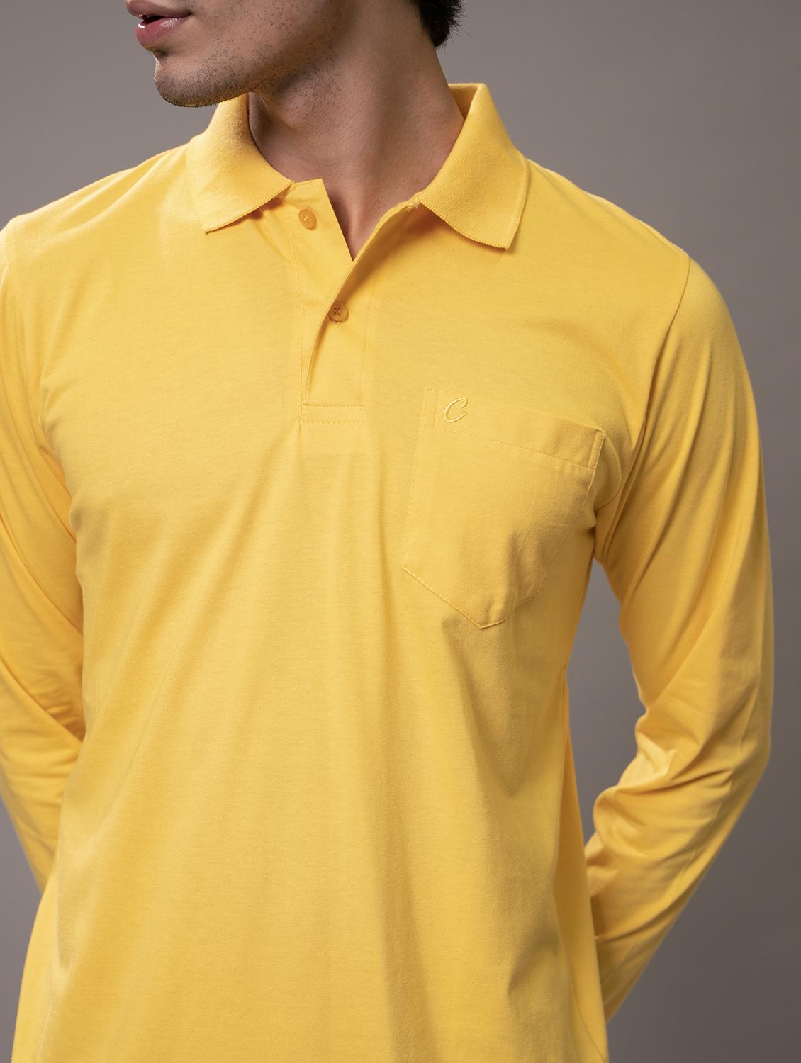 men yellow solid regular fit polo t-shirt - 15230743 - Standard Image - 5