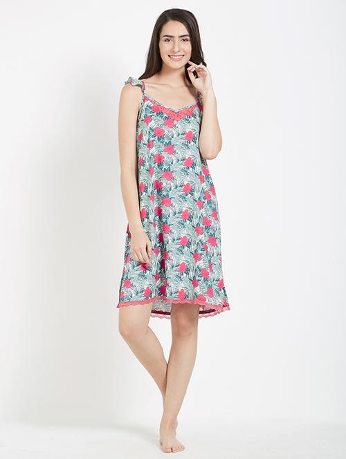 blue printed viscose nighty - 15230822 -  Standard Image - 0