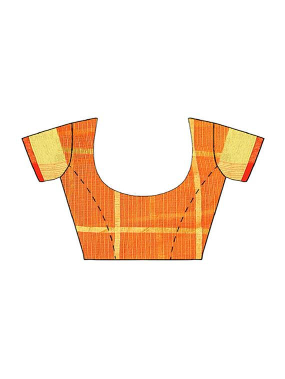 orange cotton woven saree with blouse - 15231320 - Standard Image - 3