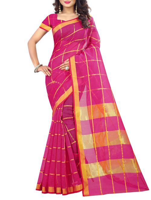 magenta cotton woven saree with blouse - 15231321 - Standard Image - 0