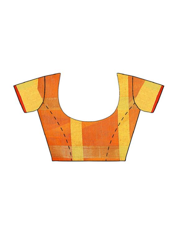 orange cotton woven saree with blouse - 15231325 - Standard Image - 3