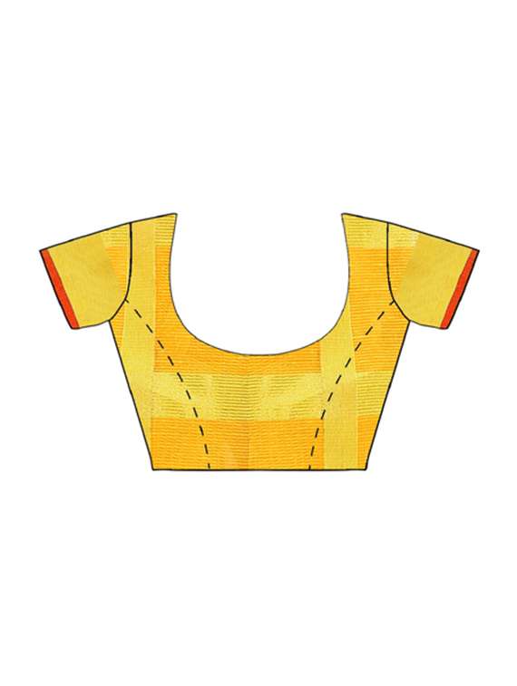 yellow cotton woven saree with blouse - 15231329 - Standard Image - 3