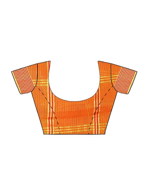 orange cotton woven saree with blouse - 15231330 - Standard Image - 3