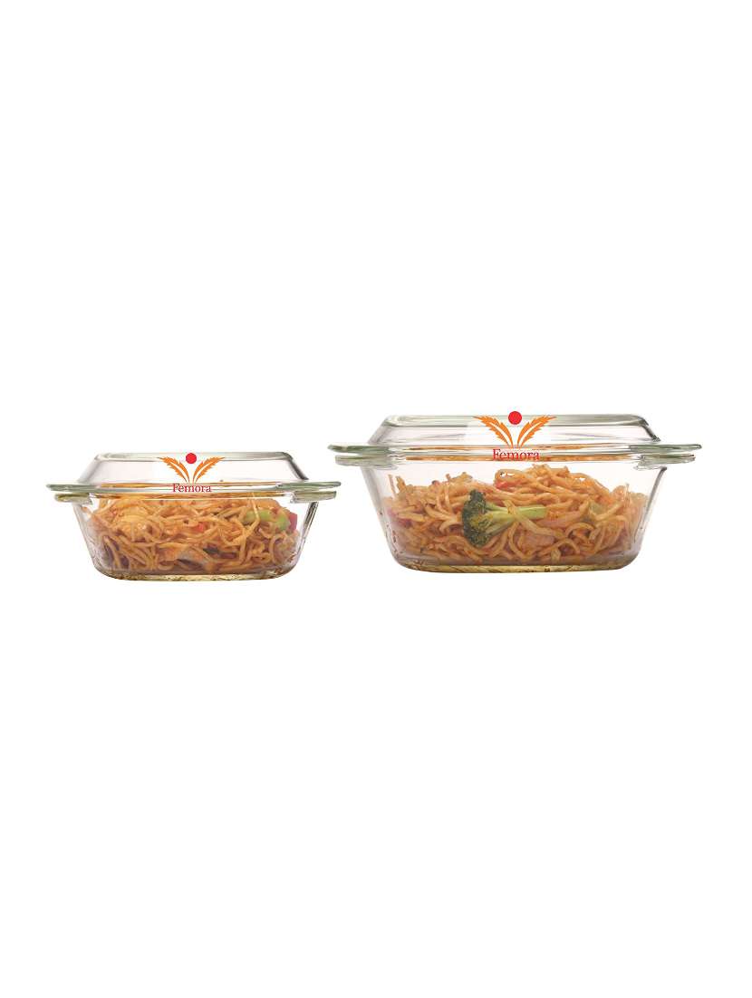 borosilicate glass round casseroles, microwave safe - 700ml, 1000ml (set of 2)