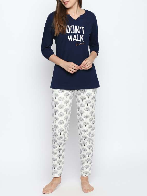 slogan print nightwear pajama set