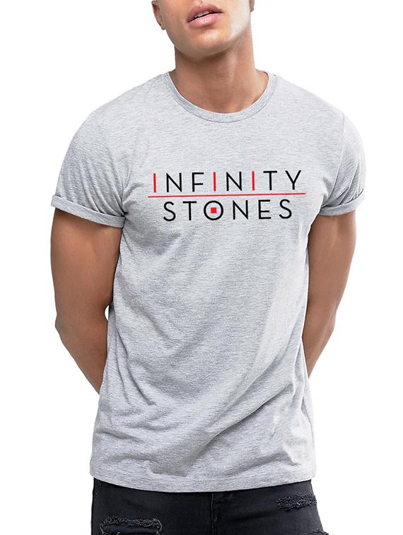grey cotton chest print t-shirt - 15239253 -  Zoom Image - 0