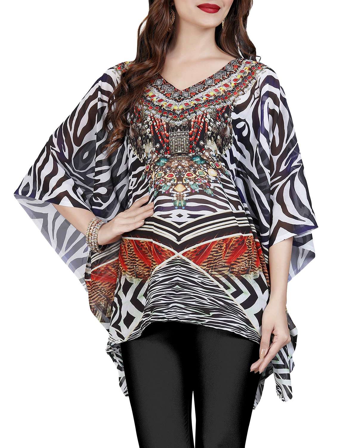 black printed kaftan
