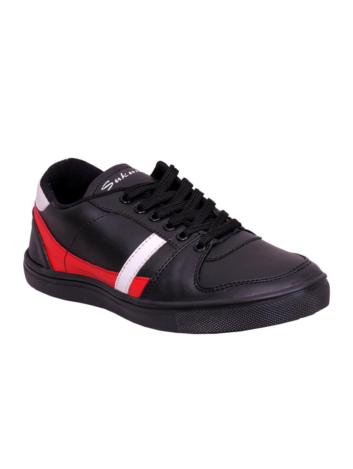 black leatherette lace up sneaker - 15239769 - Zoom Image - 0