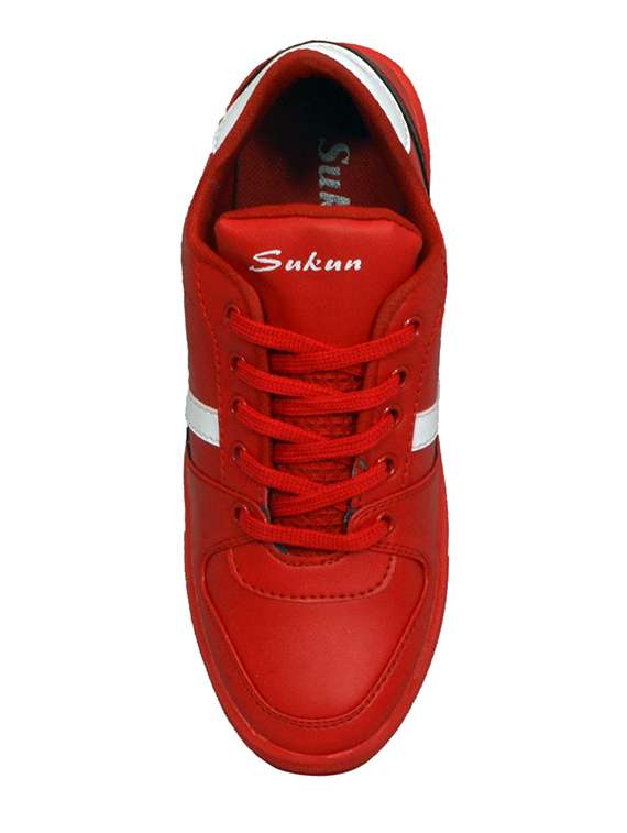 red leatherette lace up sneaker - 15239771 -  Standard Image - 3