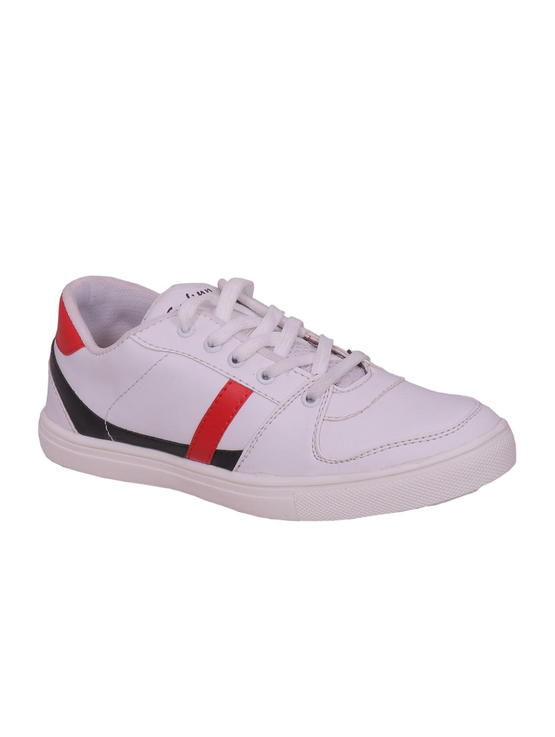 white leatherette lace up sneaker - 15239772 - Zoom Image - 0