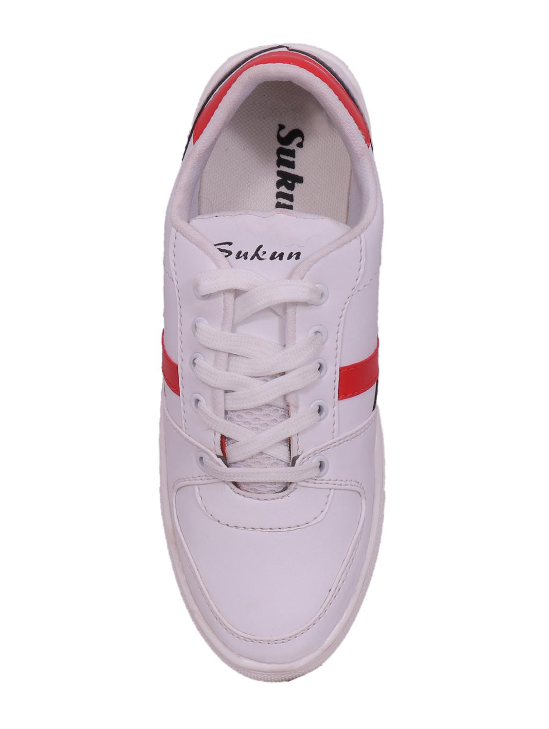 white leatherette lace up sneaker - 15239772 - Standard Image - 3