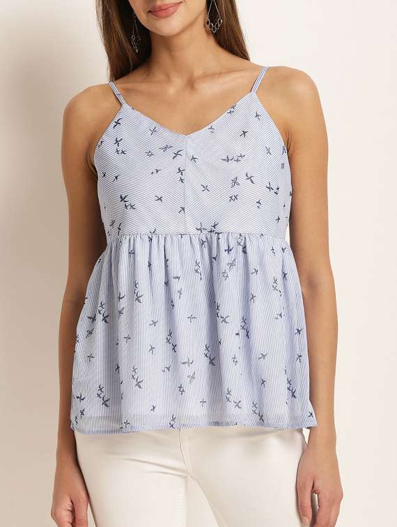 printed cami neck a-line top
