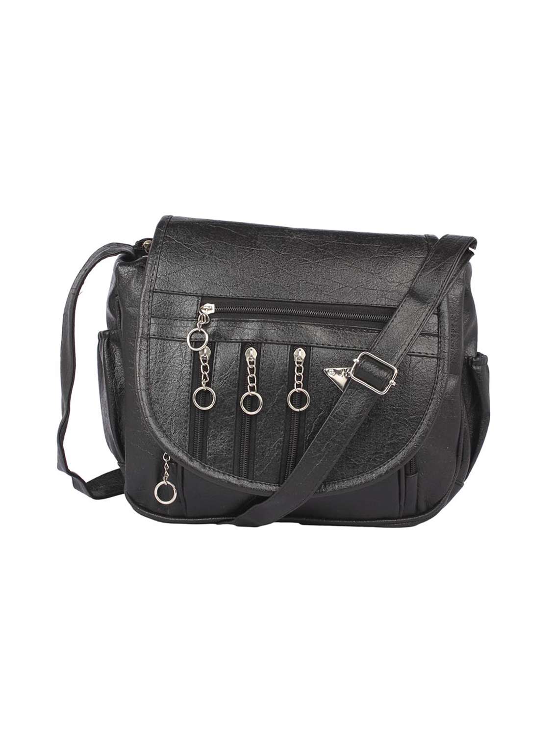 black solid regular sling bag