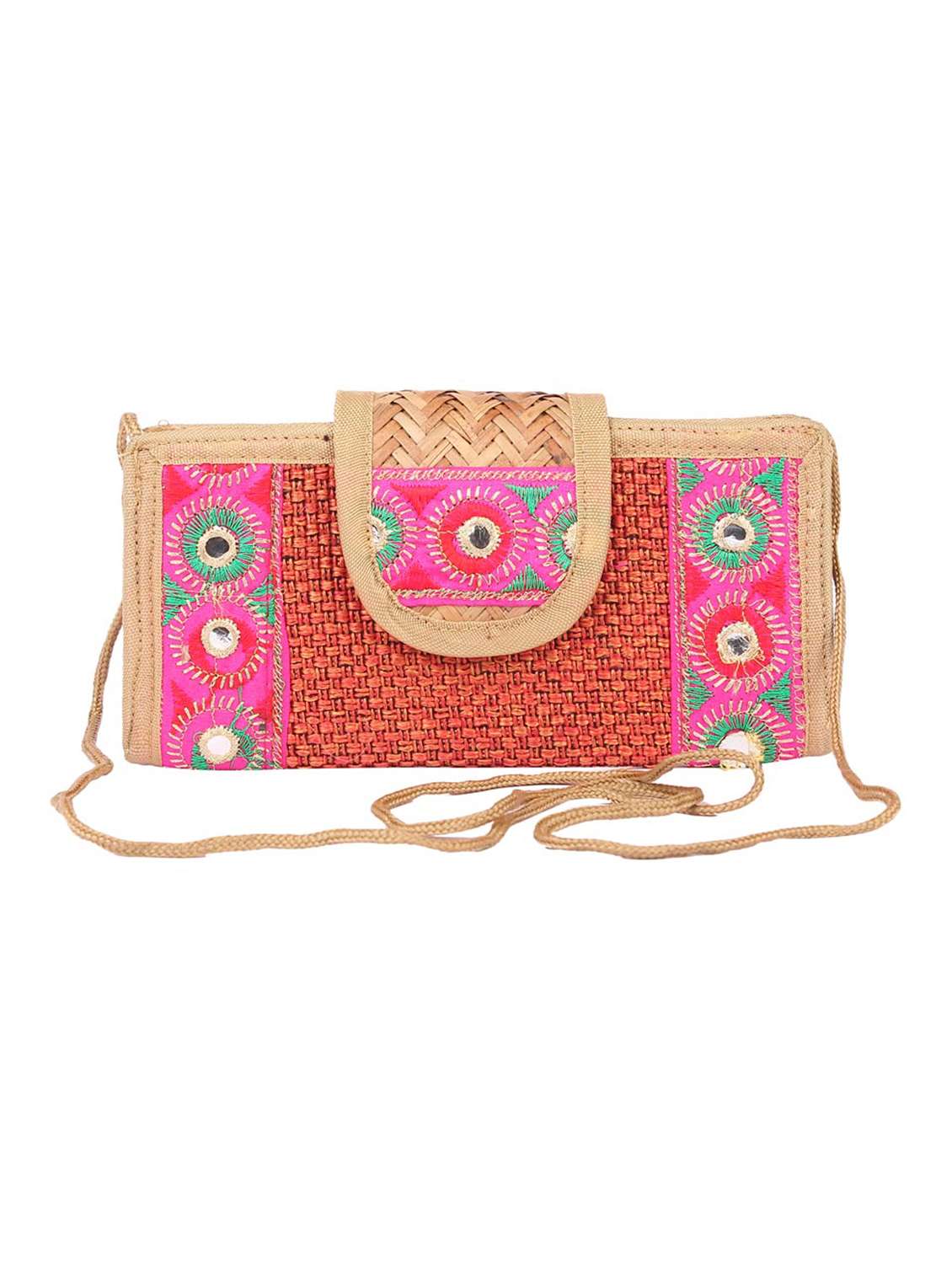 pink jute regular sling bag