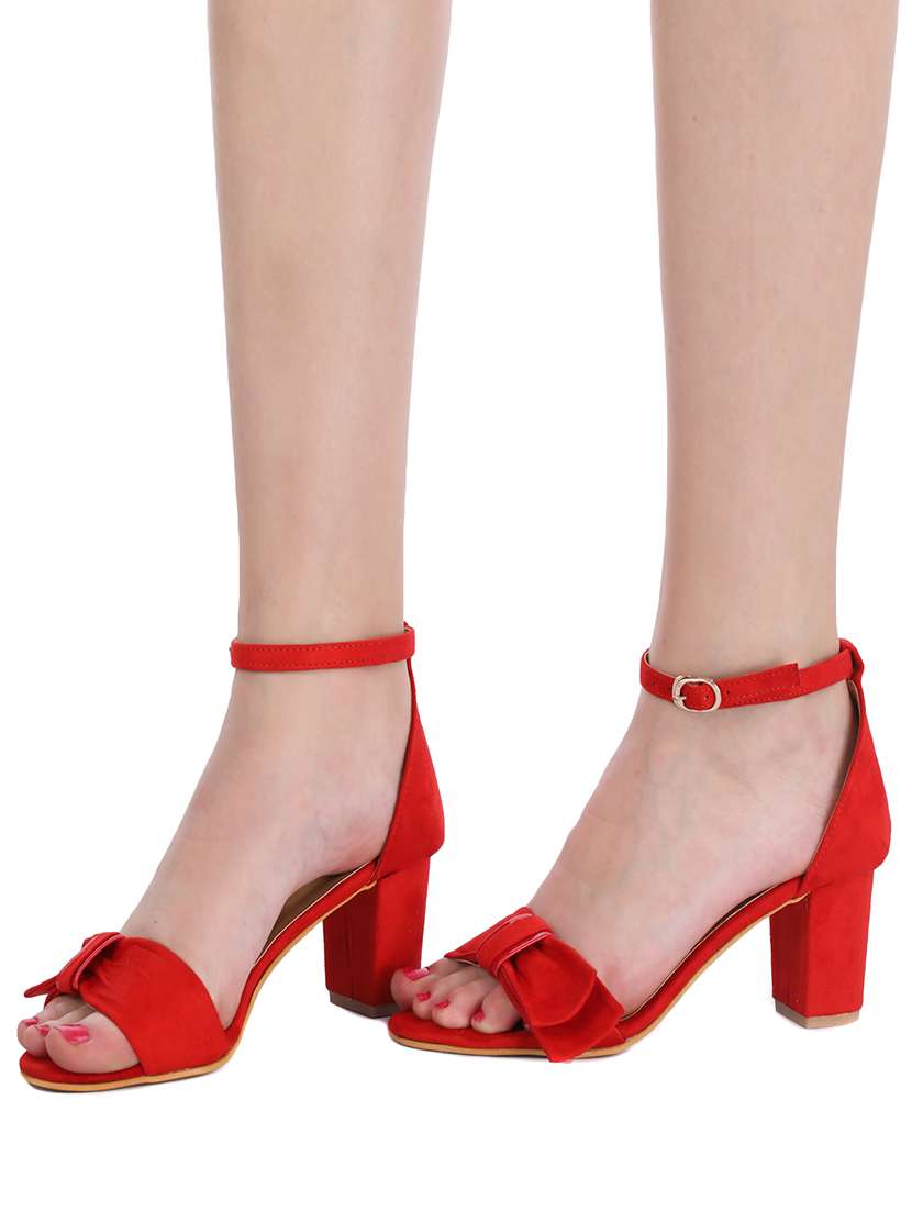 red ankle strap sandal