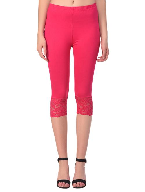 pink solid capri leggings - 15249762 - Standard Image - 0