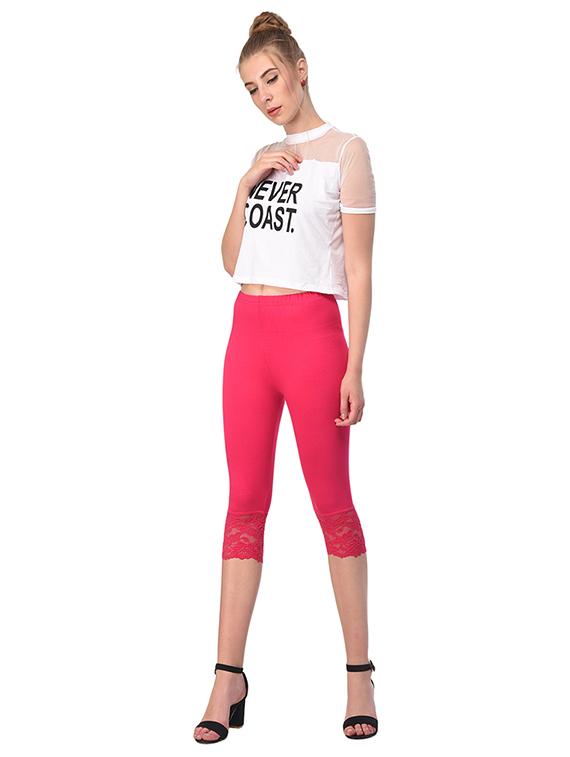 pink solid capri leggings - 15249762 - Standard Image - 3