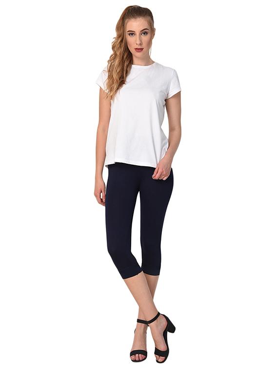 dark blue solid leggings capri - 15249766 - Standard Image - 3