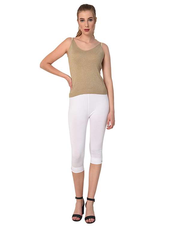 white solid leggings capri - 15249770 -  Standard Image - 3