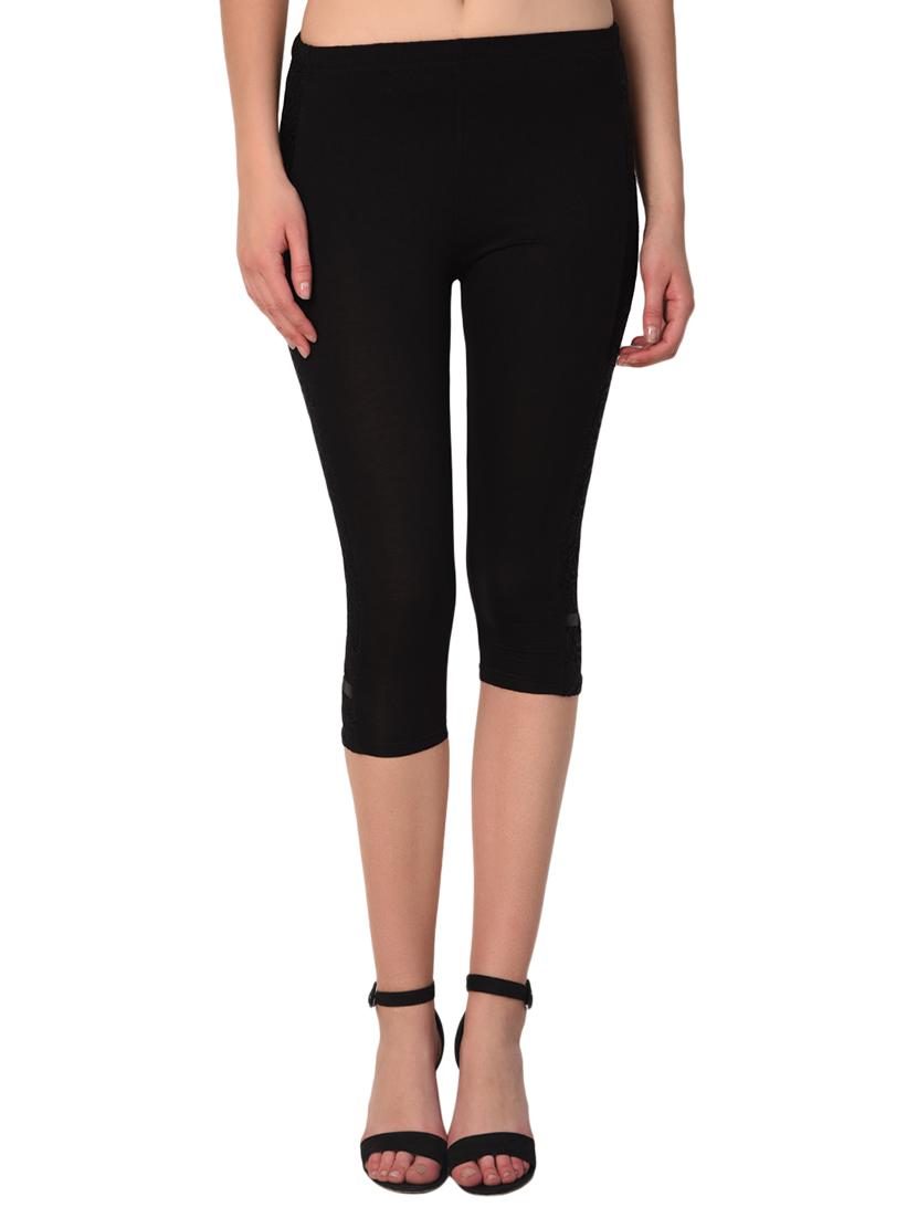 black solid leggings capri - 15249771 - Zoom Image - 0