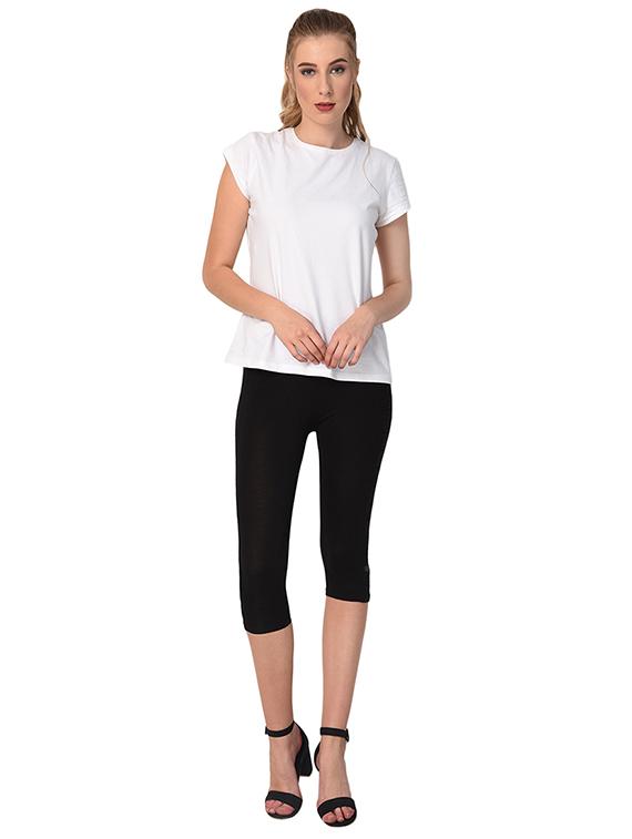black solid leggings capri - 15249771 - Standard Image - 3