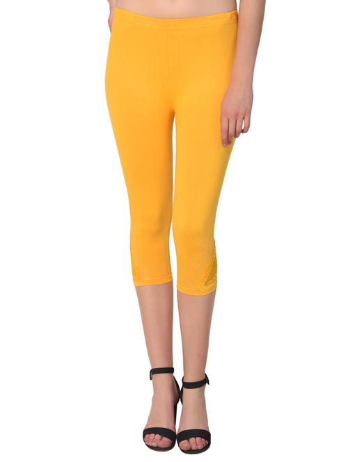 yellow solid leggings capri - 15249776 - Standard Image - 0