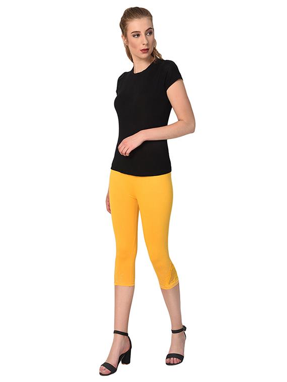 yellow solid leggings capri - 15249776 - Standard Image - 3