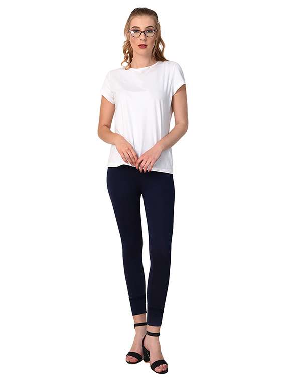 dark blue solid cotton leggings - 15249779 -  Standard Image - 3