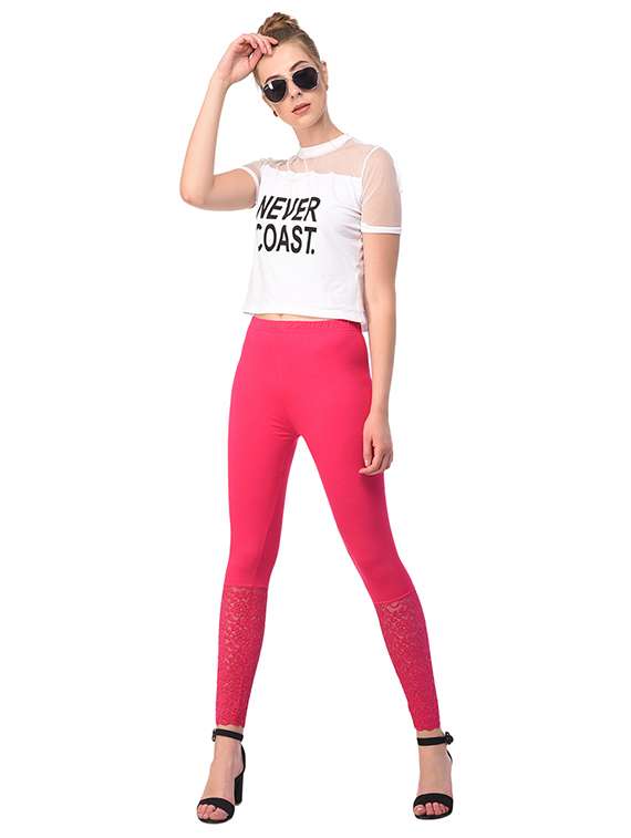 pink solid leggings - 15249787 - Standard Image - 3