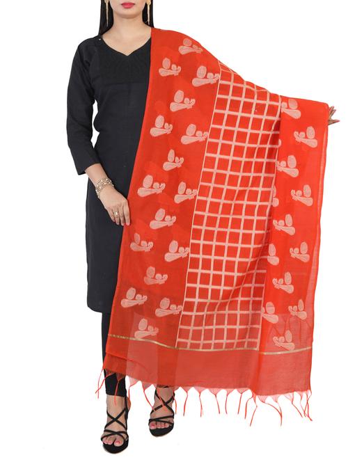 orange banarasi dupatta - 15252558 - Standard Image - 0